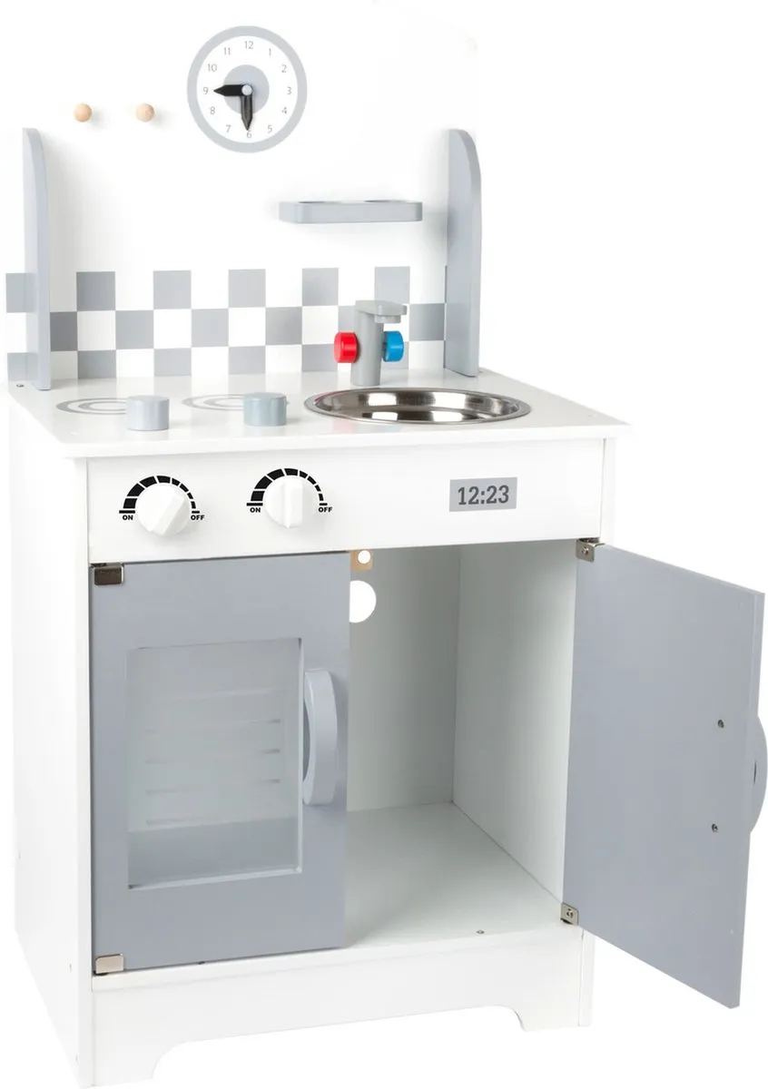 Small Foot Houten Speelkeuken met Wandklok - Grijs - afbeelding 6 van 6