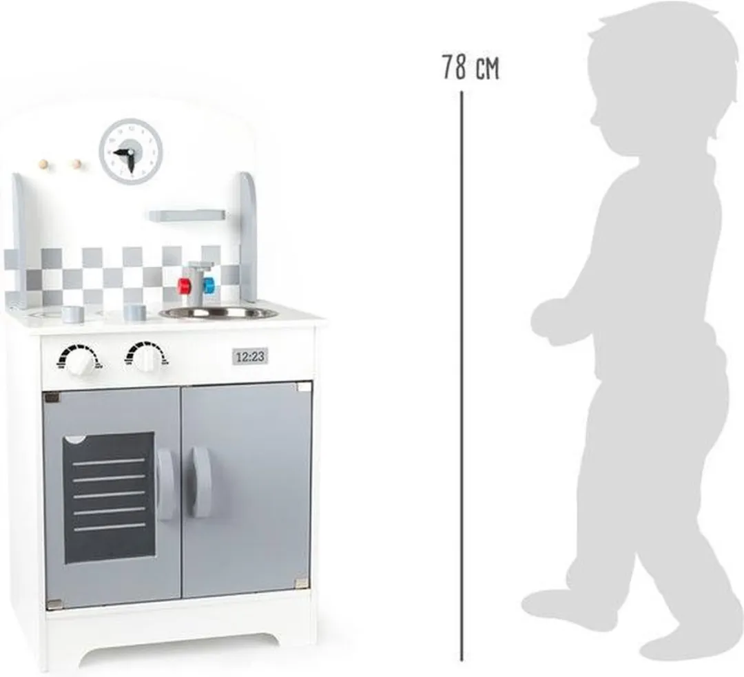 Small Foot Houten Speelkeuken met Wandklok - Grijs