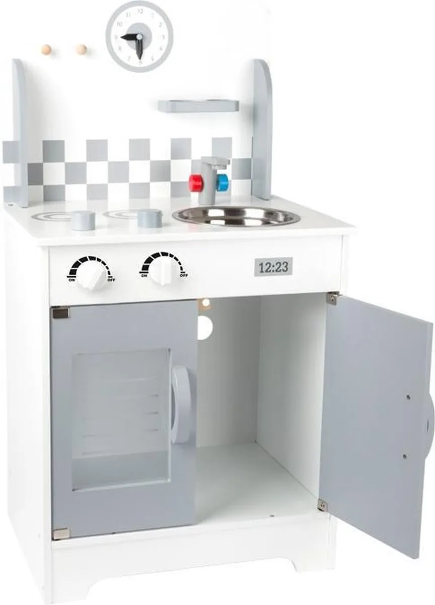 Small Foot Houten Speelkeuken met Wandklok - Grijs
