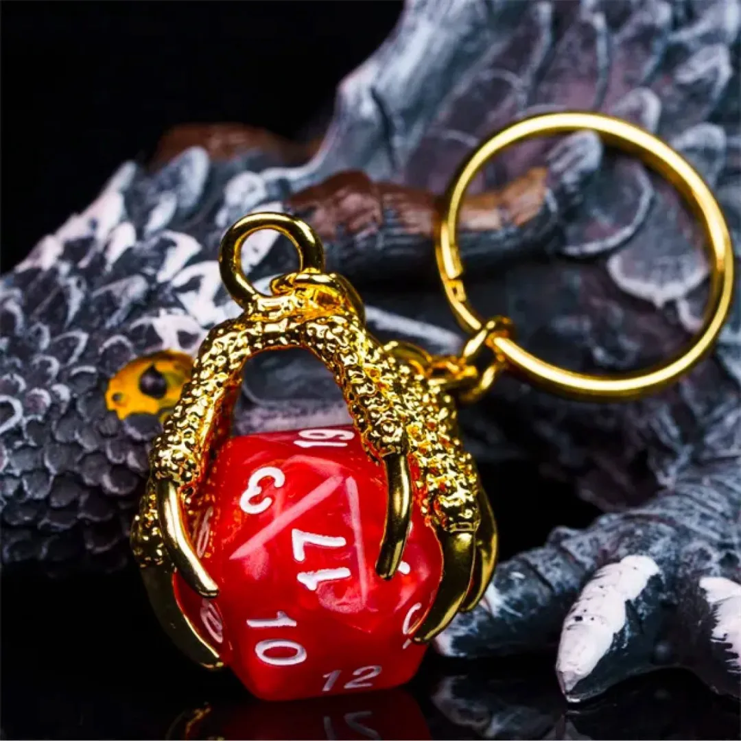 Lapi Toys DnD D20 Sleutelhanger - Acryl Rood/Goud