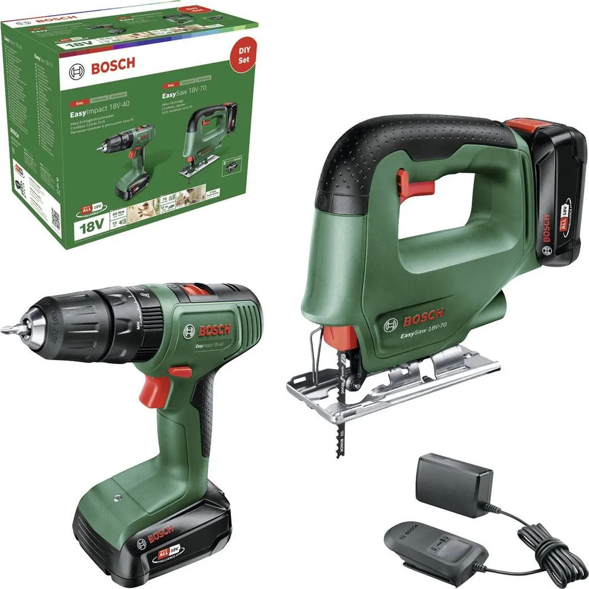 Bosch 06039D810A Accuboormachine Klopfunctie + Decoupeerzaag Toolkit 18V