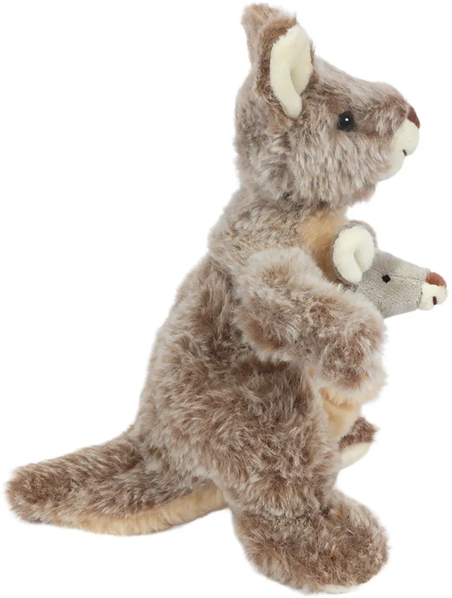 PIA Pluche Kangoeroe met Baby 23cm - Beige/Bruin/Grijs