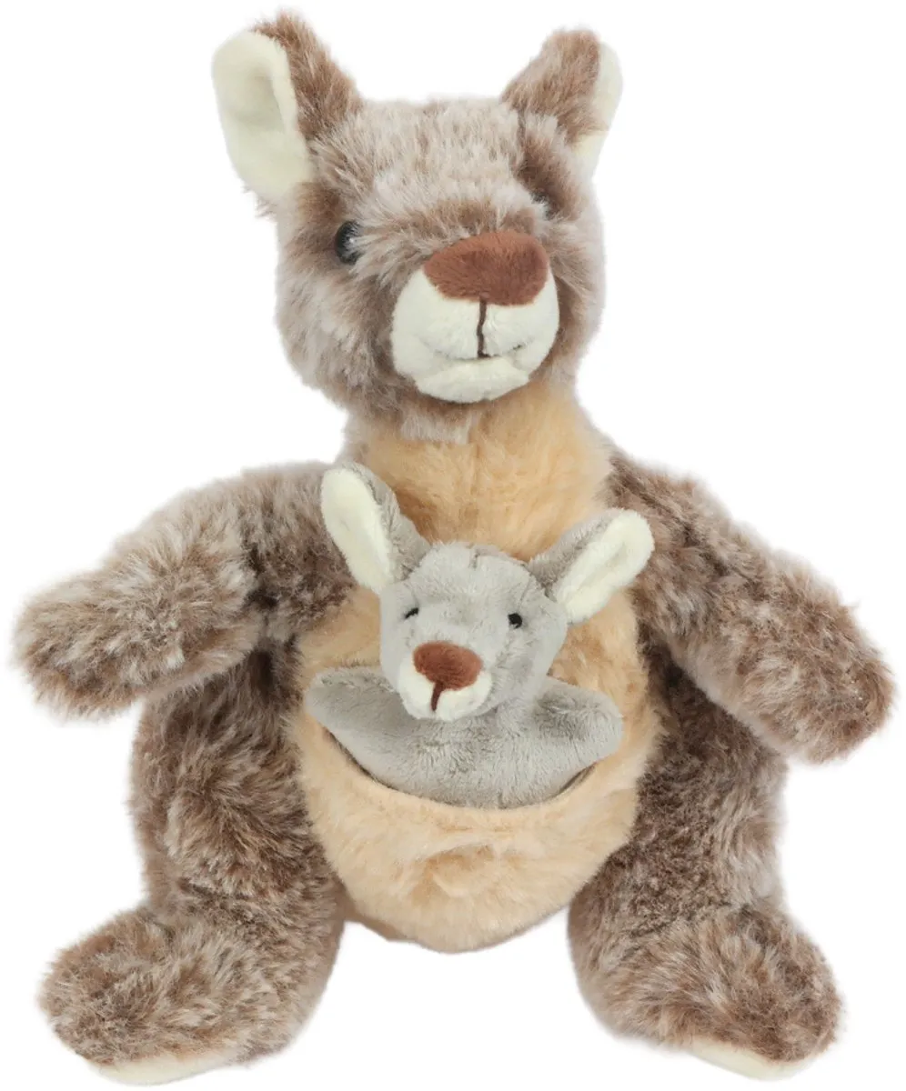 PIA Pluche Kangoeroe met Baby 23cm - Beige/Bruin/Grijs