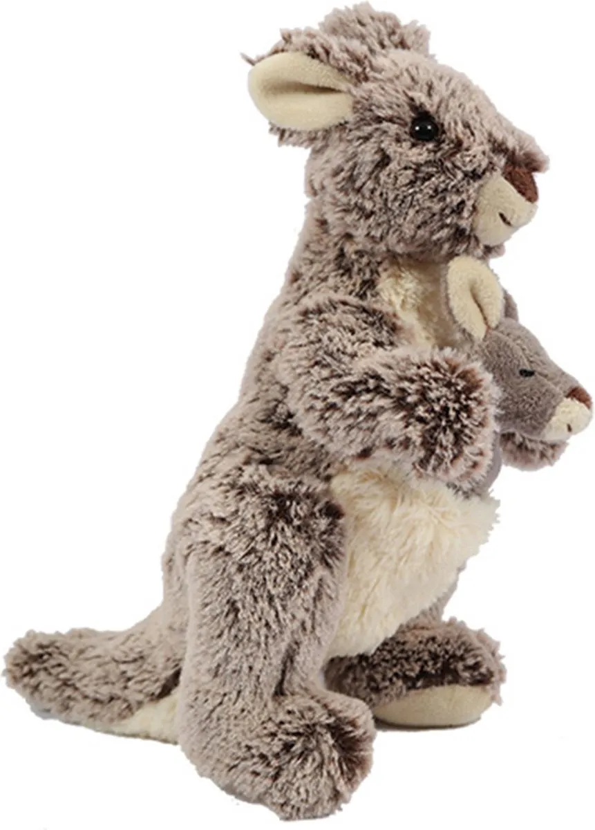 PIA Pluche Kangoeroe met Baby 23cm - Beige/Bruin/Grijs