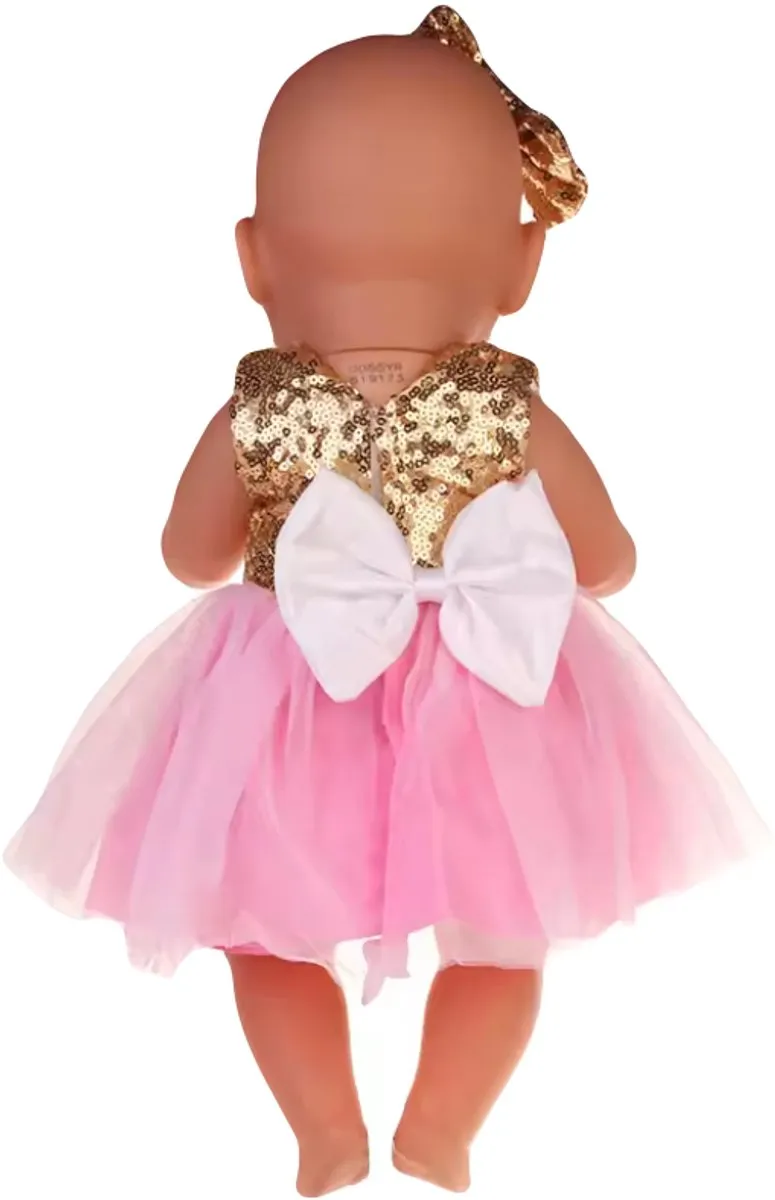 Happy U Kids Luxy Goud Roze Jurkje 36-43cm - Baby Born