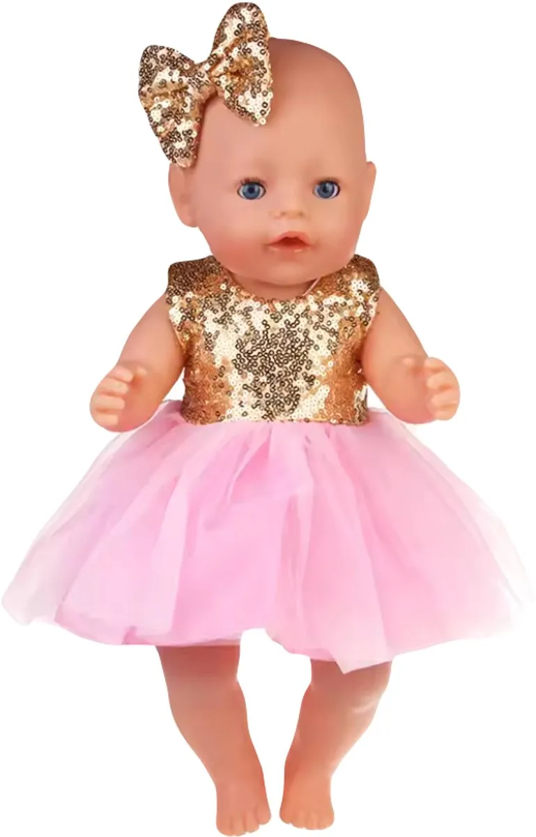 Happy U Kids Luxy Goud Roze Jurkje 36-43cm