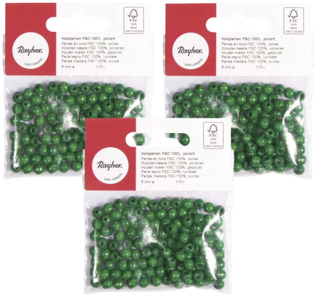 Rayher Houten Kralen Groen Ø6mm - 345 Stuks