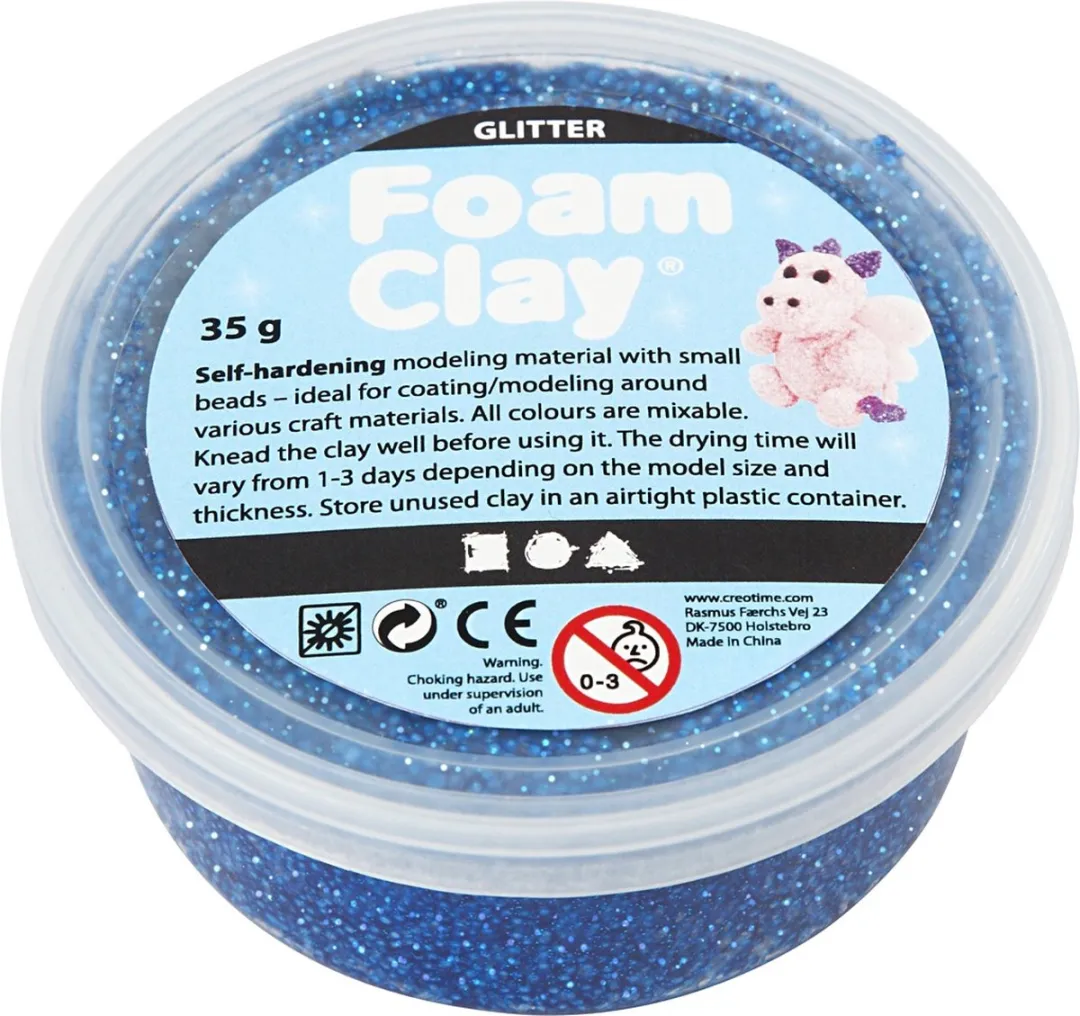 Foam Clay Blauw Glitter 35g