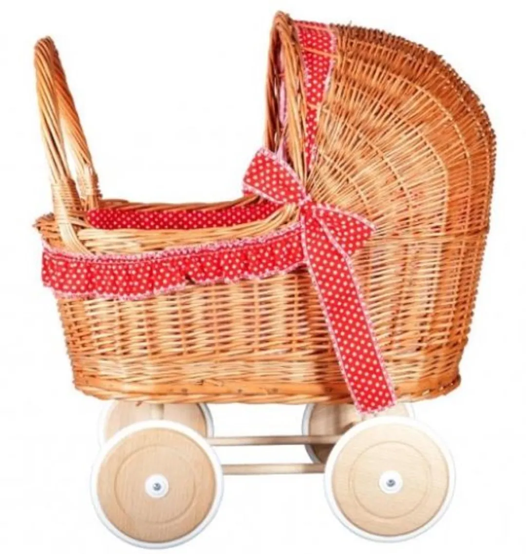 Angel Toys Poppenwagen met rieten kap