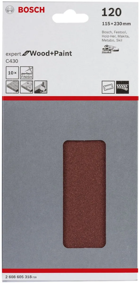 Bosch 10-delige Schuurbladset 120 - afbeelding 6 van 6