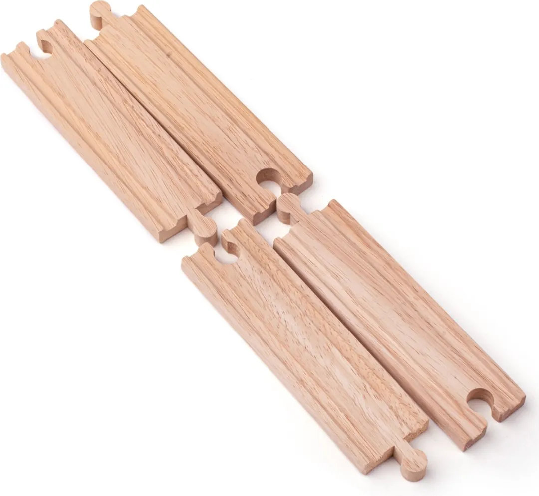 Bigjigs Rail Houten Treinbaan Rechts Stukken (4 Stuks)