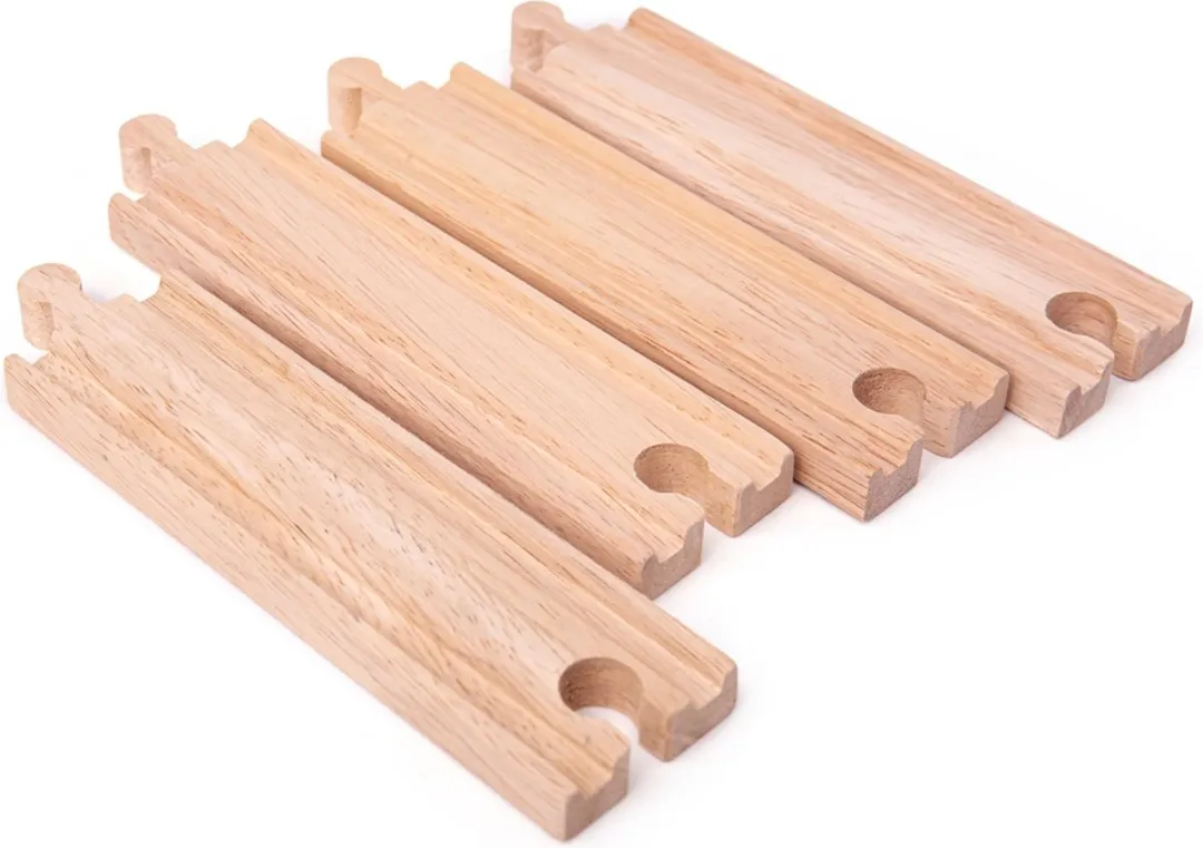 Bigjigs Rail Houten Treinbaan Rechts Stukken (4 Stuks)