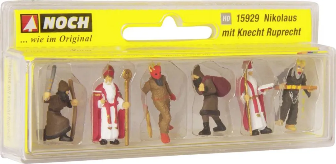 Noch Sinterklaas en Zwarte Piet Schaal H0 - Figuur - Rood/Bruin/Wit