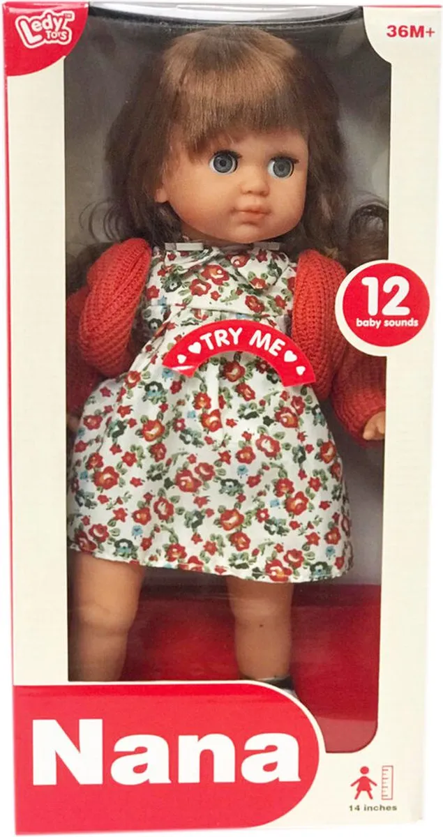 Nana pratende pop - Zachte knuffel pop - met geluid - 35CM