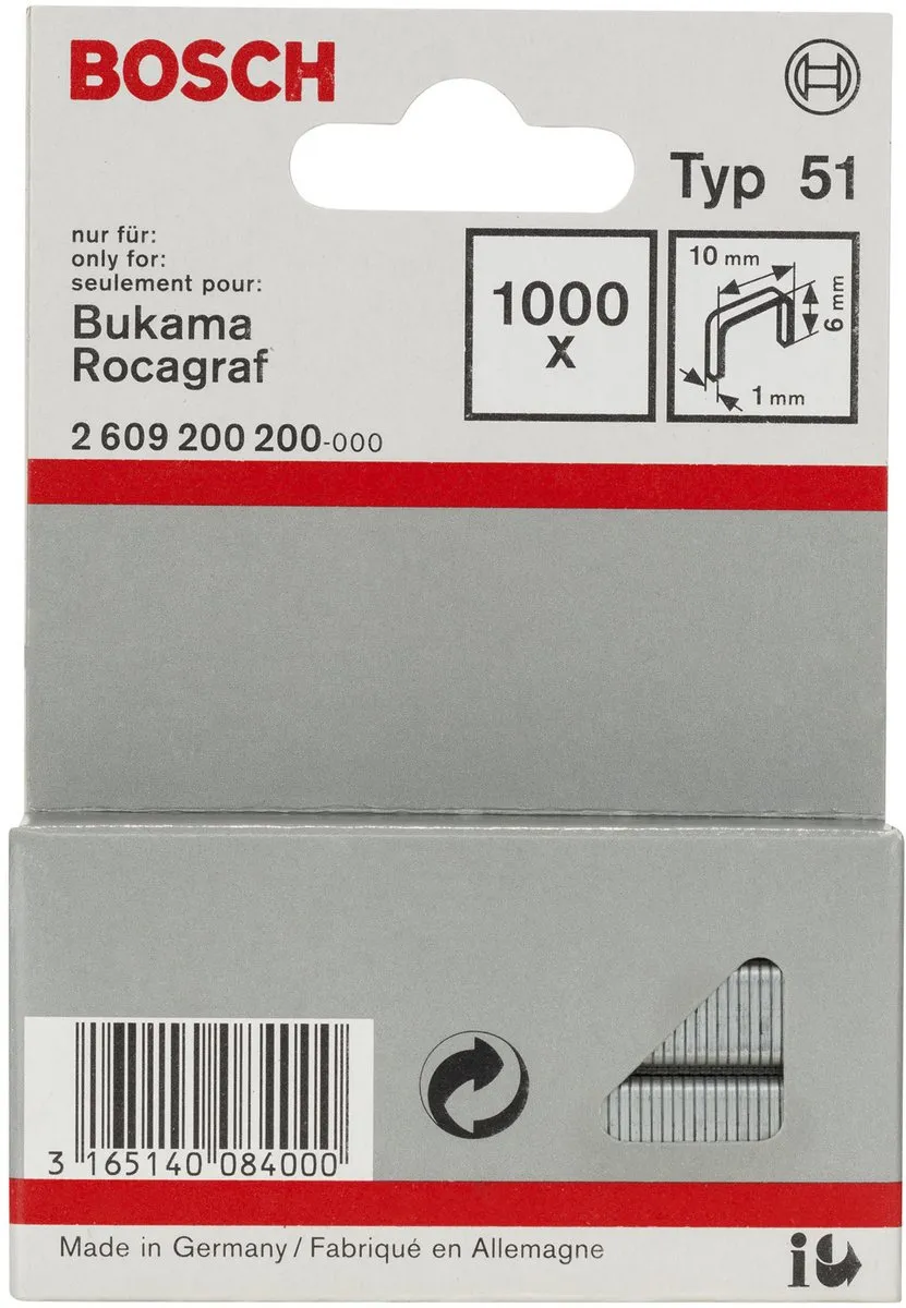 Bosch Niet met Platte Draad 2609200200 - 10x1x6mm