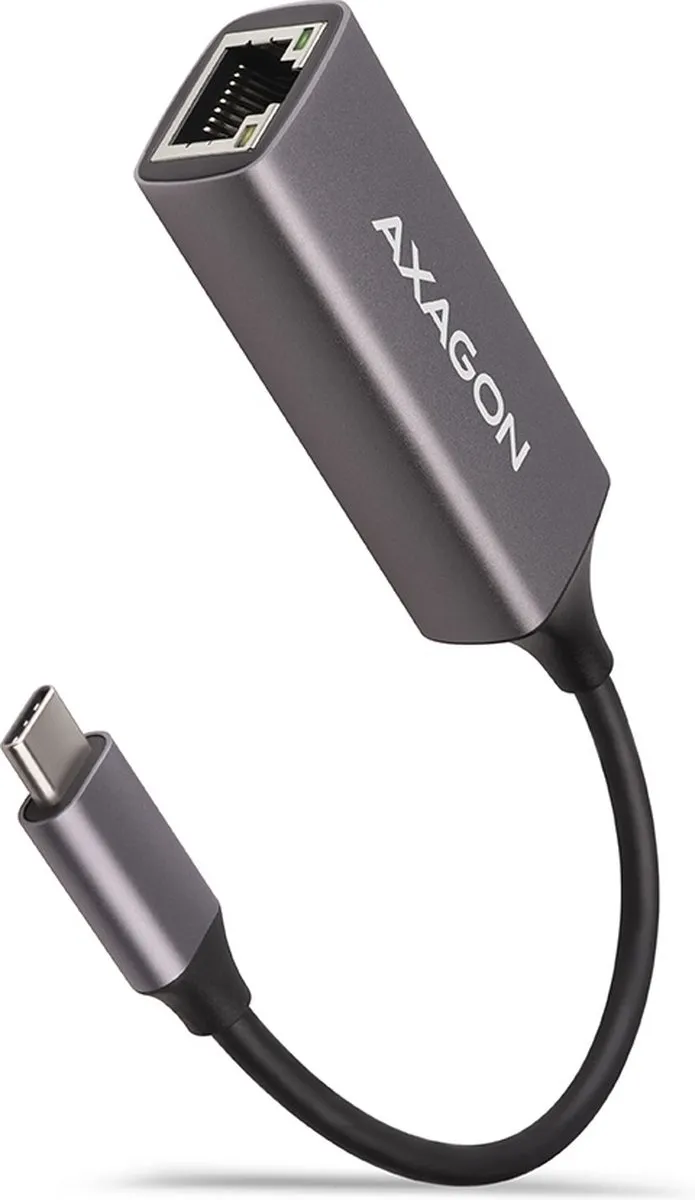AXAGON ADE-TRC Type-C USB3.2 Gen 1 - Gigabit Ethernet 10/100/1000 Adapter, metal, titan grey *USBCM *RJ45F