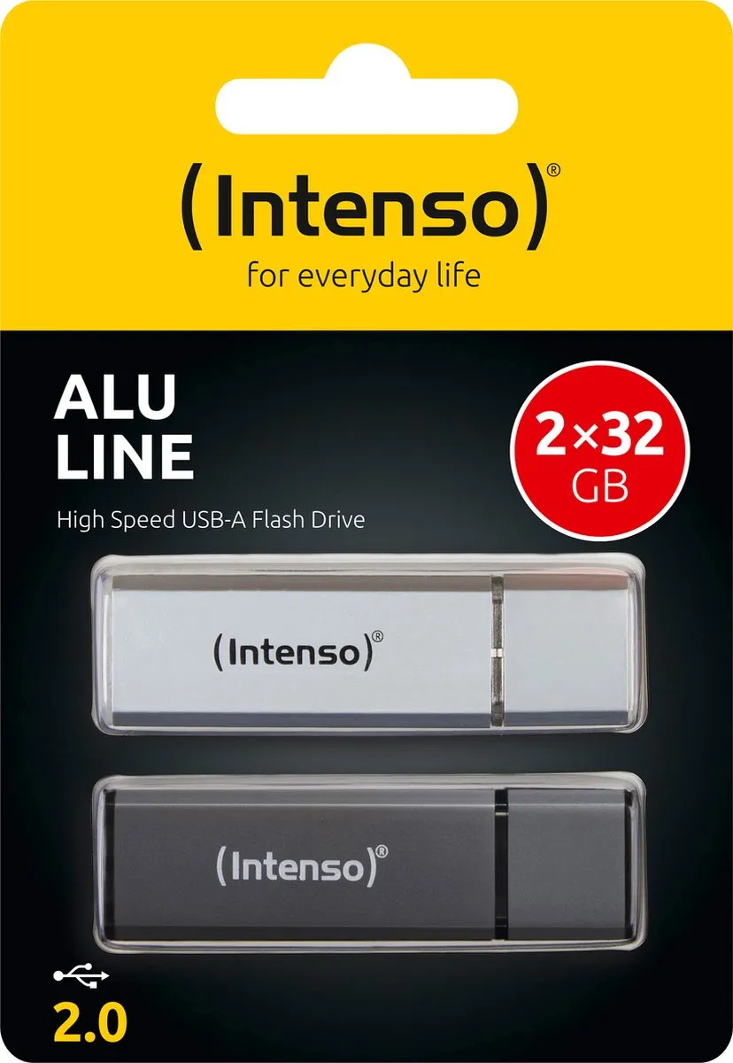 Intenso Alu Line USB-stick 32GB - 2 Stuks - Zilver/Antraciet - afbeelding 4 van 6