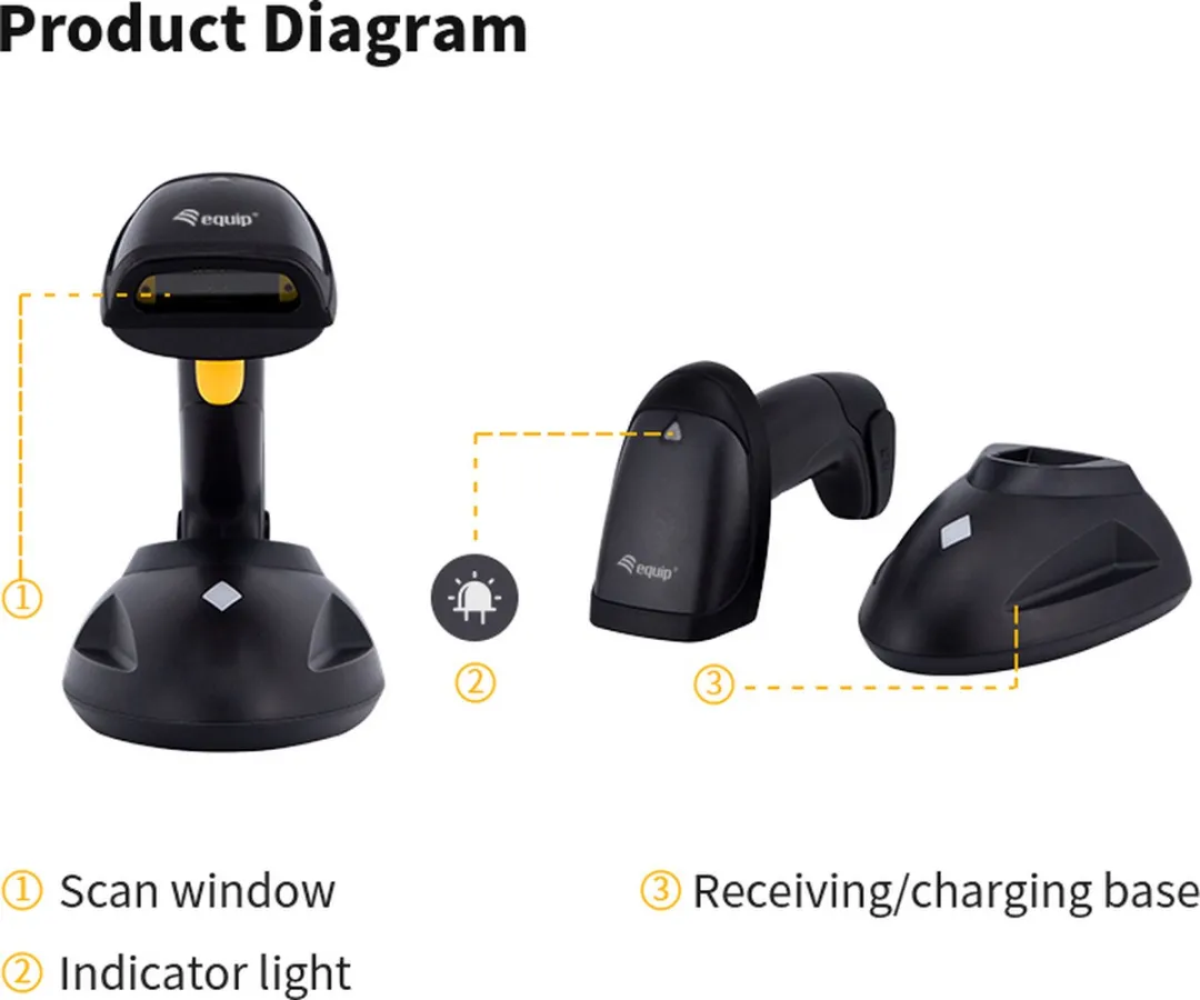 Equip 351025 - Barcode-lezer - Draagbare streepjescodelezer - 1D - LED - zwart