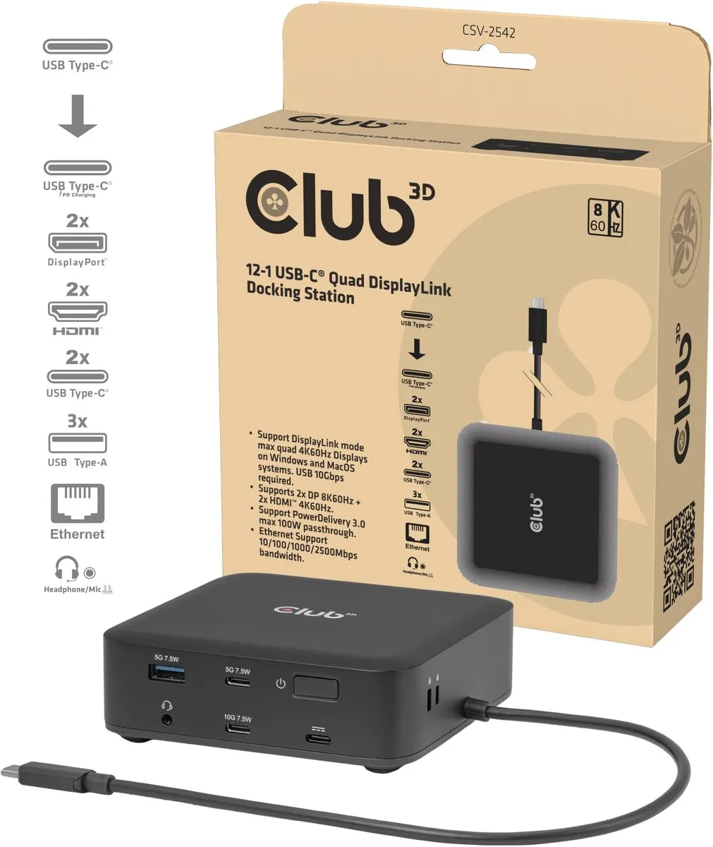 Club3D CSV-2542 Quad DisplayLink Dockingstation