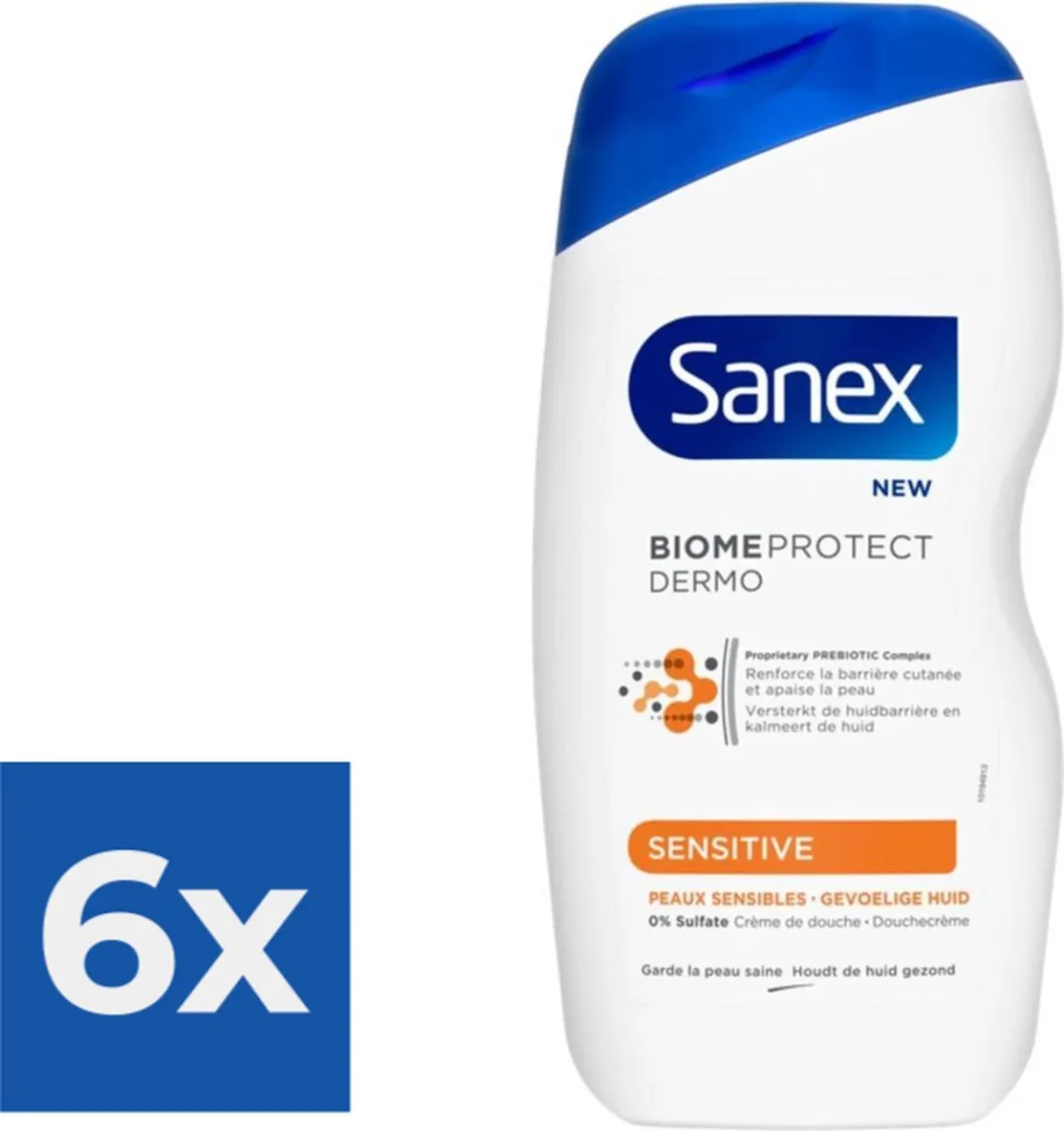 Sanex Dermo Sensitive Douchegel 500ml - 6 Stuks