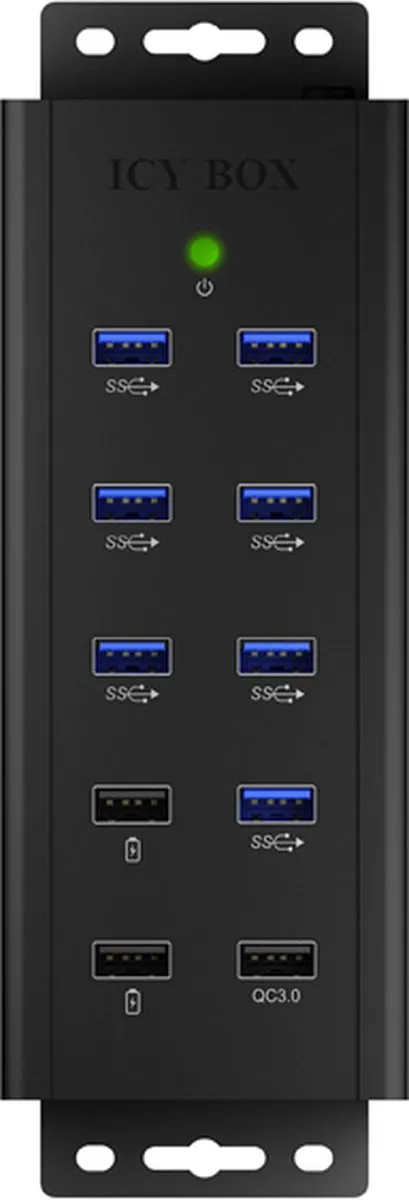 Icy Box IB-HUB1703-QC3 USB 3.0 Hub - 7 Poorten Zwart