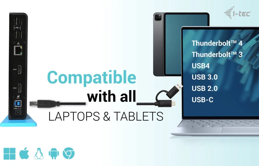 I-tec U3DUALHDMIDOCK Universeel USB-C Docking Station - 2x HDMI, 6x USB, Ethernet - afbeelding 6 van 6