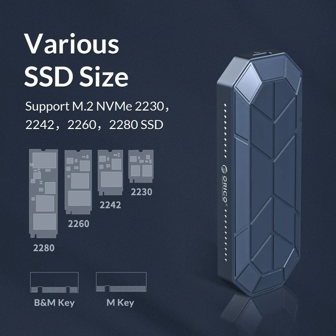 ORICO ORI-MV2G01-C3-GY M.2 NVMe SSD Behuizing - USB-C - Grijs