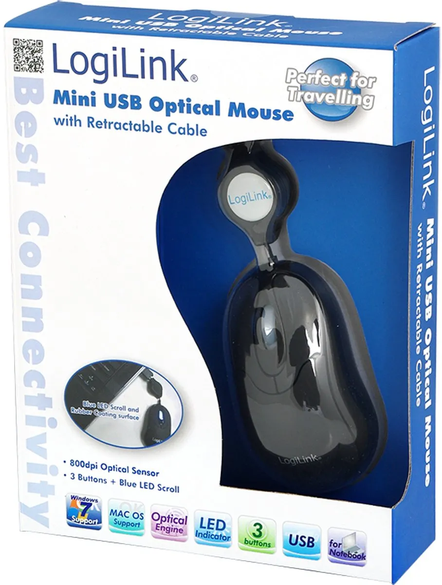 Logilink ID0016 Muis - 3 Knoppen - Zwart