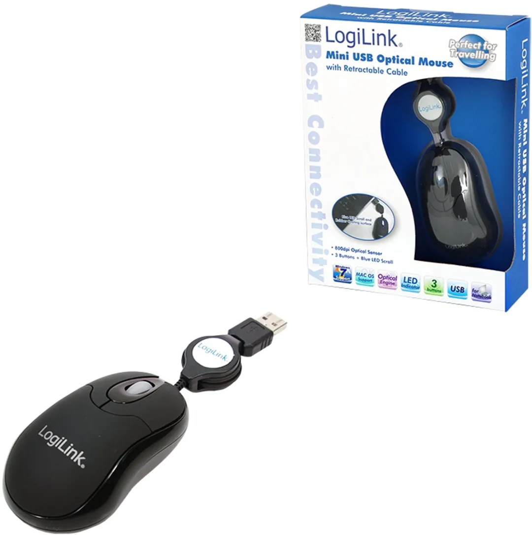 Logilink ID0016 Muis - 3 Knoppen - Zwart