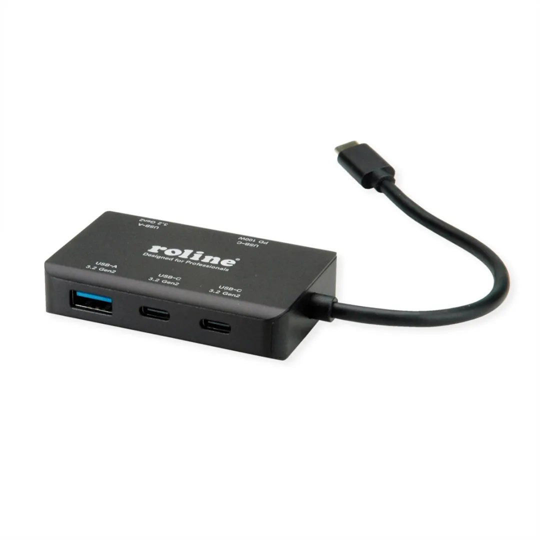 Roline USB 3.2 Gen 2 Hub 4-voudig - 2x USB-A + 2x USB-C - PD - Zwart - afbeelding 5 van 6