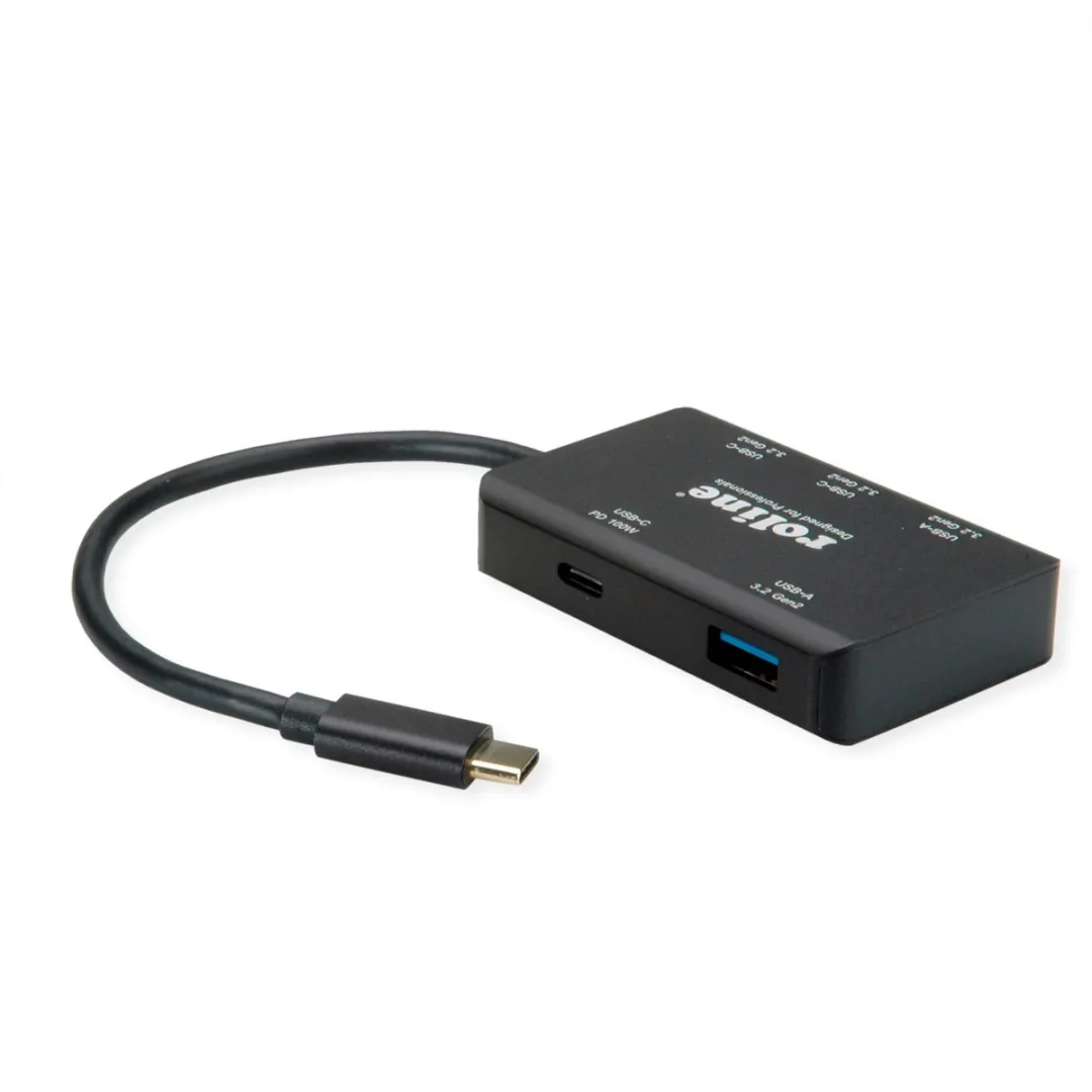 Roline USB 3.2 Gen 2 Hub 4-voudig - 2x USB-A + 2x USB-C - PD - Zwart - afbeelding 6 van 6