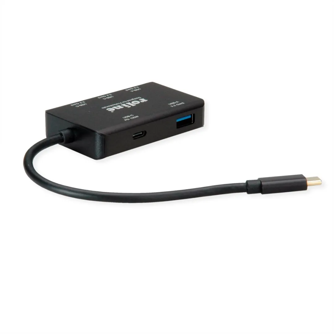 Roline USB 3.2 Gen 2 Hub 4-voudig - 2x USB-A + 2x USB-C - PD - Zwart - afbeelding 2 van 6