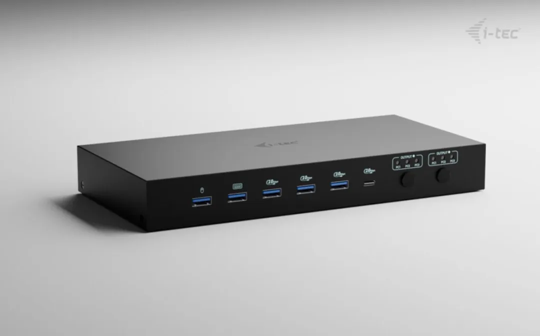 I-tec USB-C KVM Dock PRO C31KVMDOCKPDPRO - 3 Hosts - Dual Video - 92W - Zwart