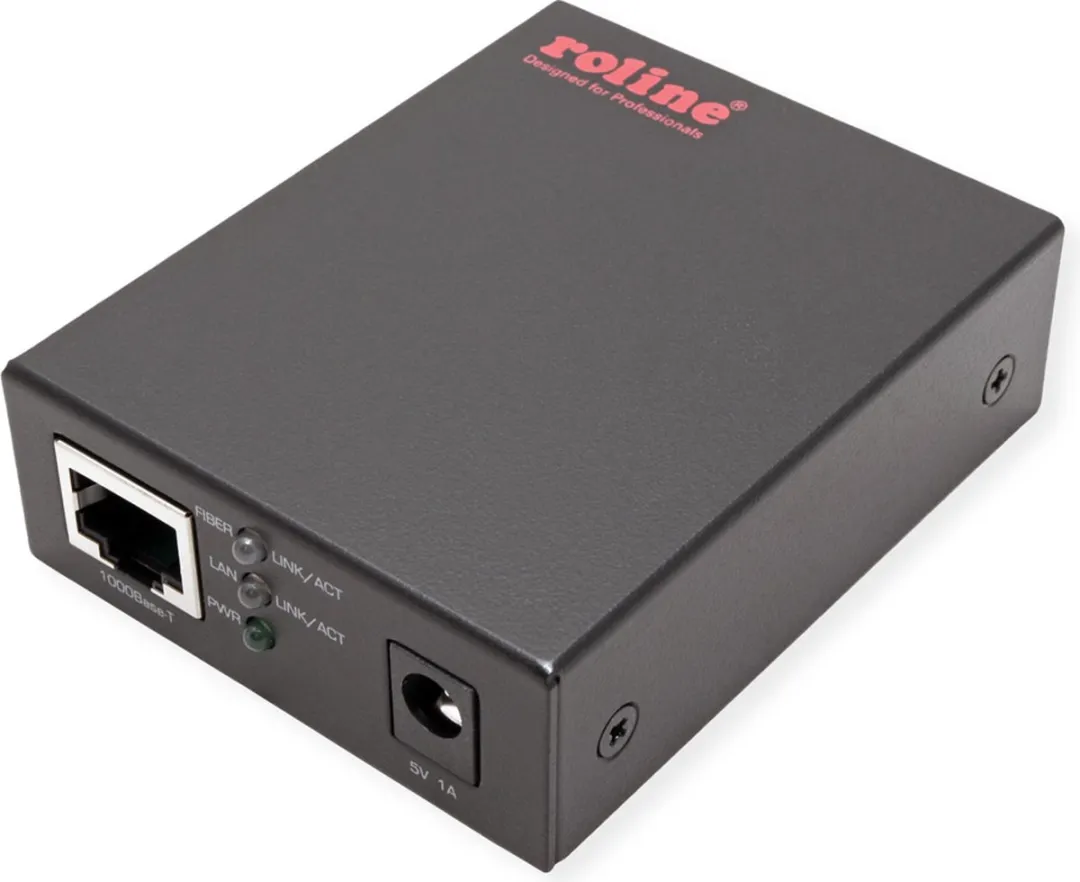 Roline 10/100/1000Base-T naar Glasvezel Media Converter - Zwart - afbeelding 2 van 6