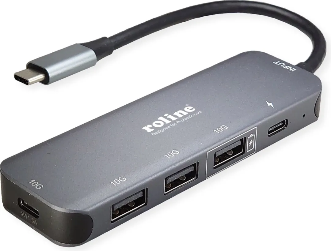 Roline USB 3.2 Gen 2 Hub 4-voudig - Grijs - afbeelding 2 van 4
