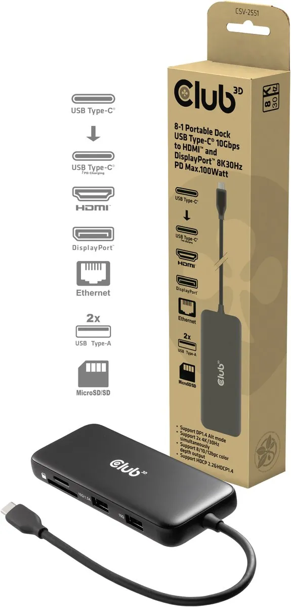 Club3D CSV-2551 USB-C Dock 10Gbps