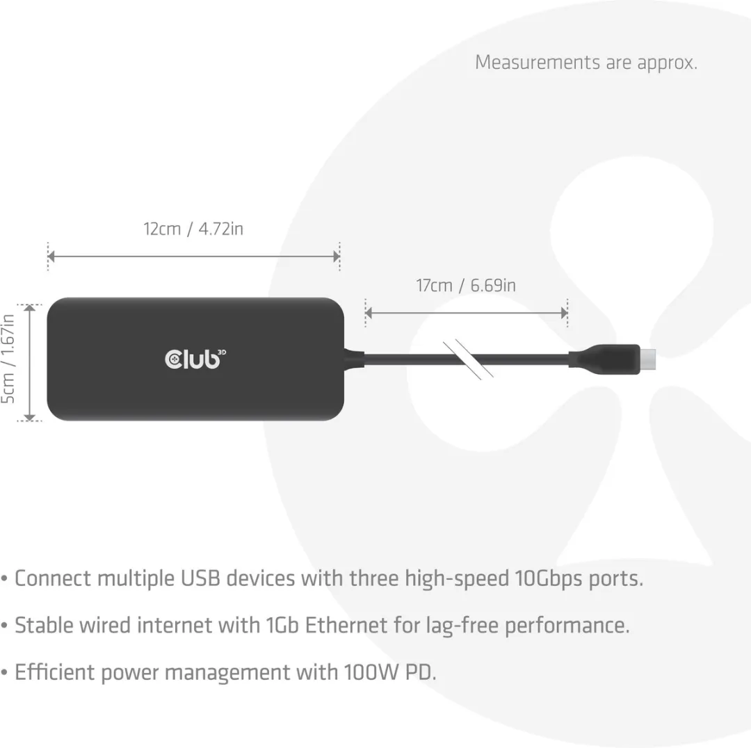 Club3D CSV-2551 USB-C Dock 10Gbps - HDMI & DisplayPort 8K30Hz - 100W - Zwart