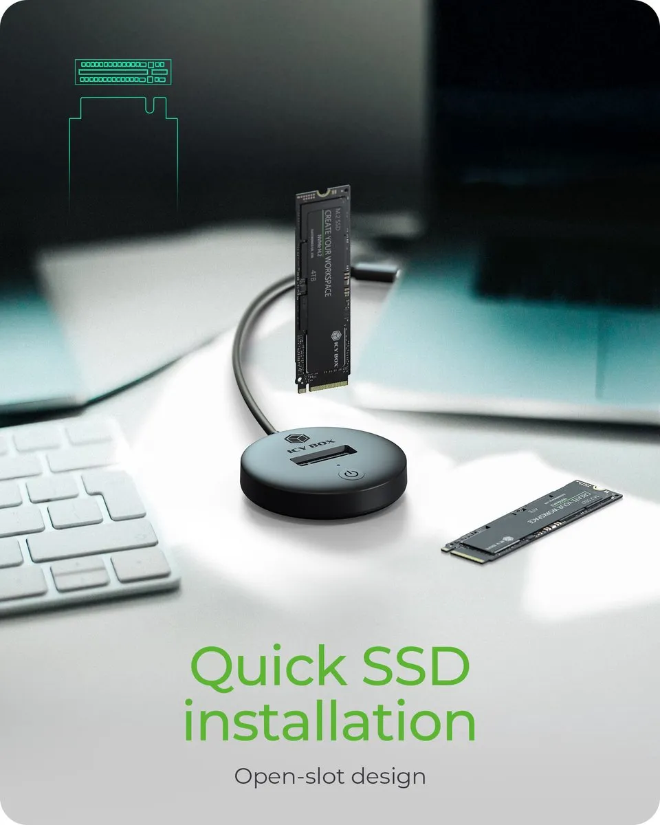 Icy Box IB-1610MCD-C31 M.2 SSD Dock - USB 3.2 Gen 2 - Zwart