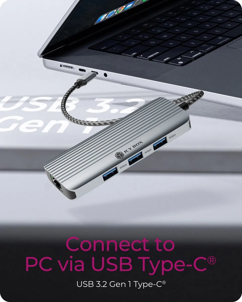 Icy Box IB-DK4034a-CPD USB 3.2 Gen 1 Type-C - Aluminium Zilver