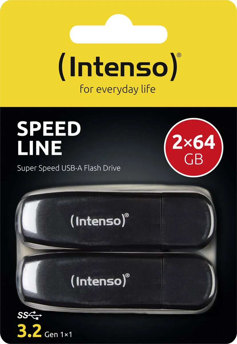 Intenso Speed Line 3533494 USB-stick 64GB - 2 Stuks - Zwart