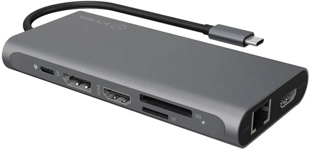 Icy Box IB-DK4050-CPD USB-C 12-in-1 DockingStation 100W - Antraciet