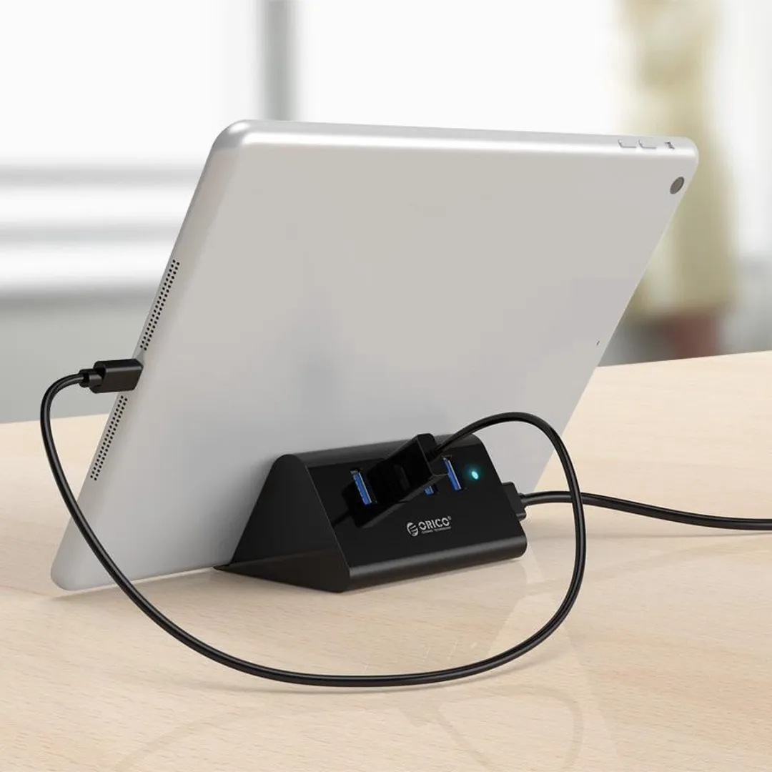 ORICO USB 3.0 Hub 4 Poorten met Smartphonehouder - Zwart - afbeelding 6 van 6