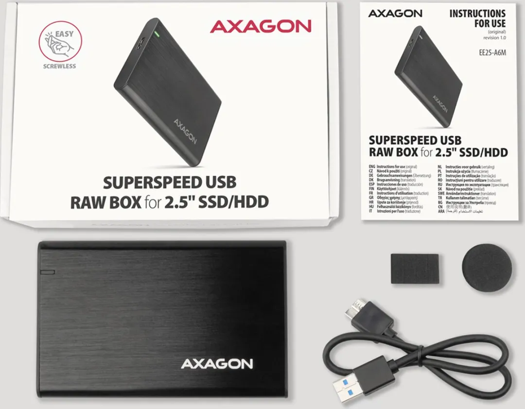 Axagon EE25-A6M USB3.0 Externe SATA Box - Zwart - afbeelding 6 van 6