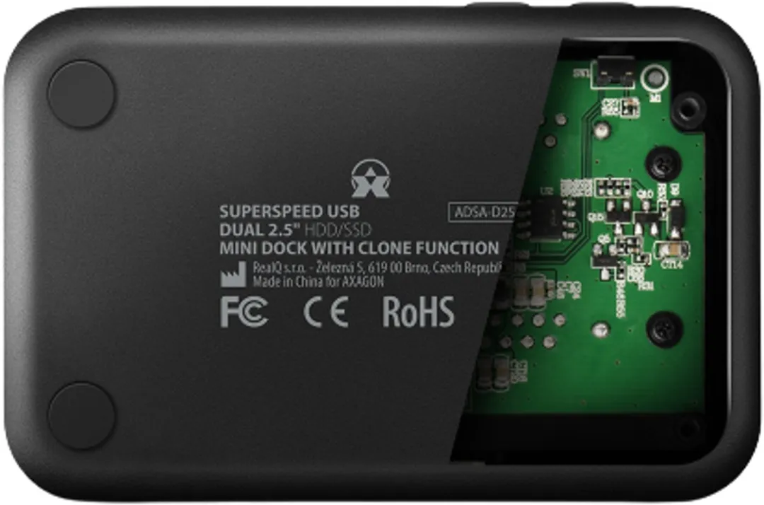 Axagon ADSA-D25 Dual SSD/HDD Clone Dock - Zwart