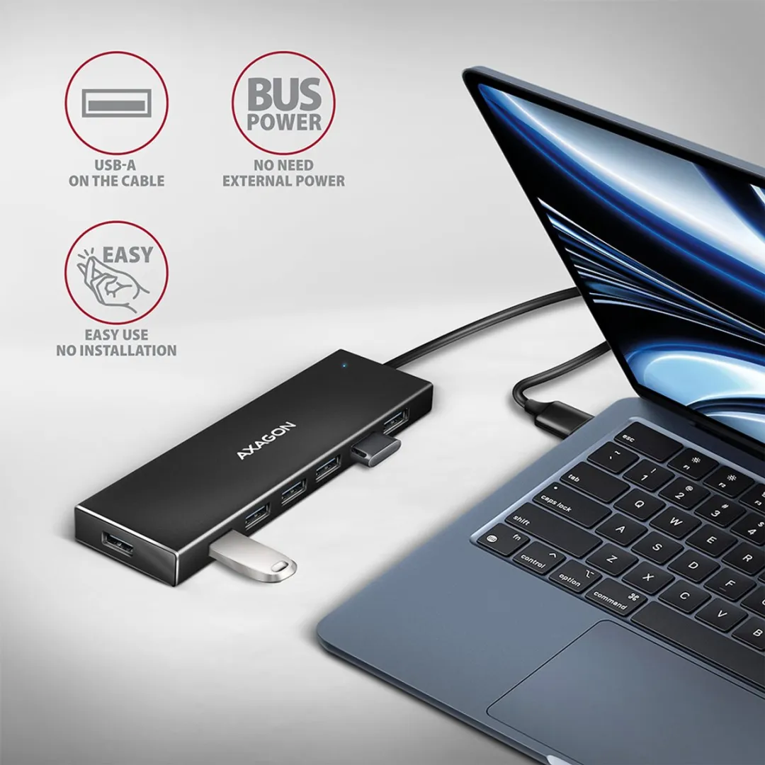 Axagon HUE-F7A USB 3.2 Hub 7x USB-A - 1m Kabel - Zwart