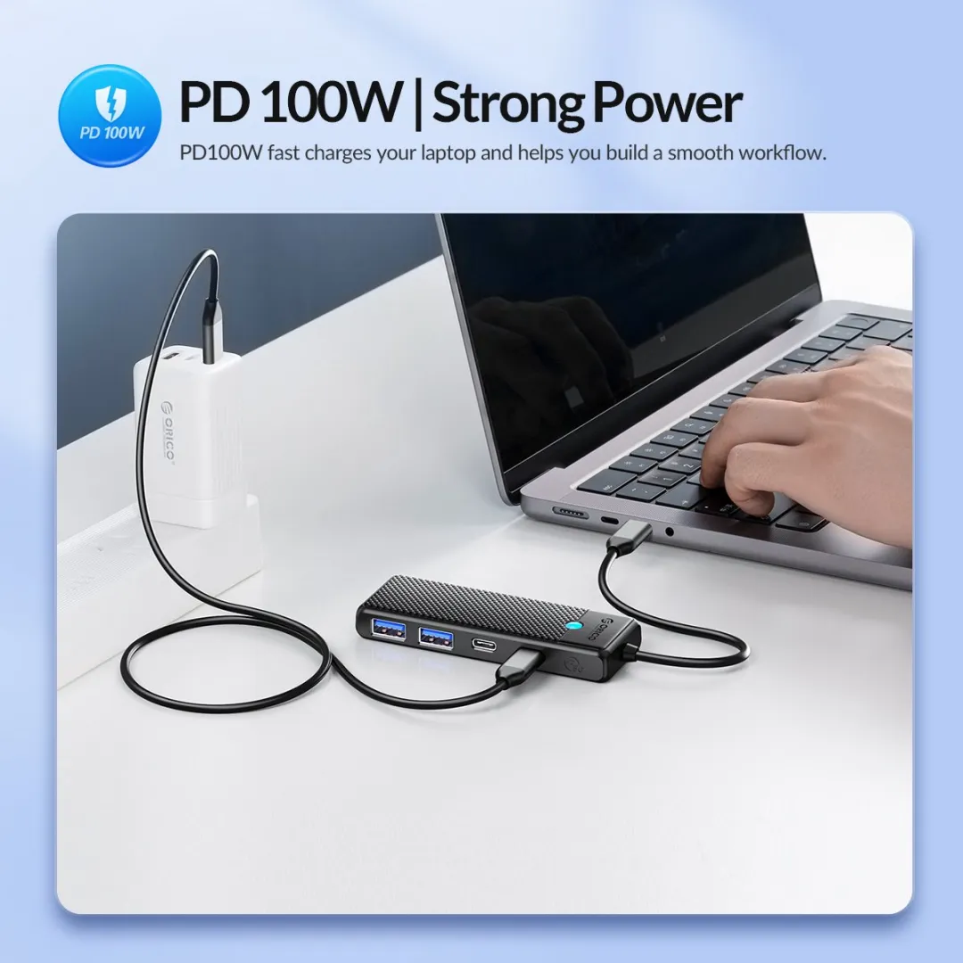 ORICO PAPW2AC-C3-015-BK USB-C Hub - 4 Poorten - Zwart