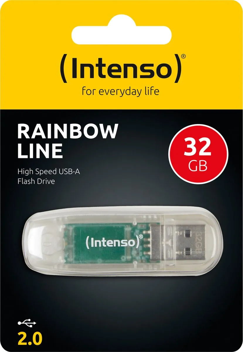 Intenso Rainbow Line USB Stick 32GB - 3 Stuks - Transparant