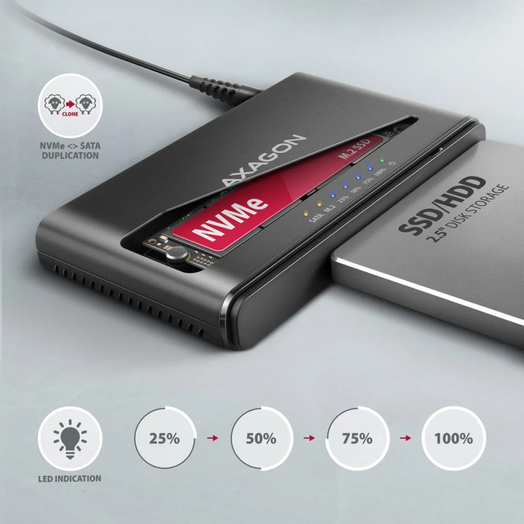 Axagon ADSA-CC USB-C 3.2 Gen 2 Dockingstation - afbeelding 6 van 6