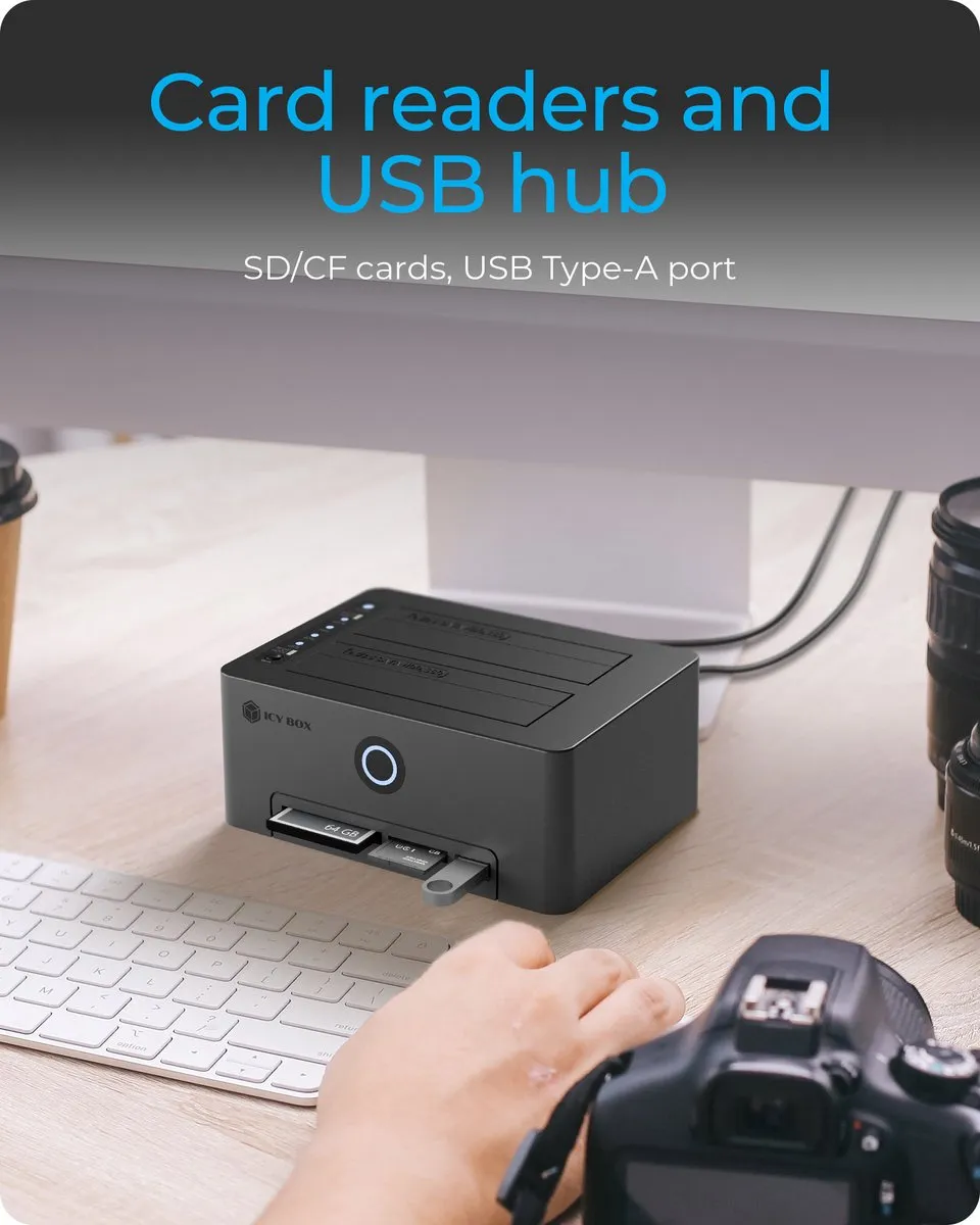 Icy Box IB-1233CL-CR 3.5/2.5" SATA HDD/SSD Behuizing - USB 3.2 Gen 1 - Zwart