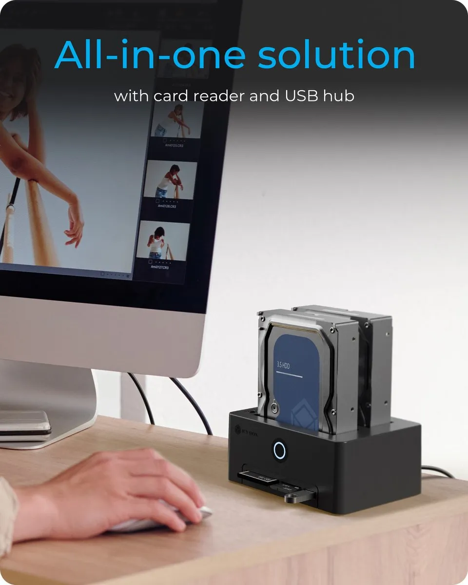 Icy Box IB-1233CL-CR 3.5/2.5" SATA HDD/SSD Behuizing - USB 3.2 Gen 1 - Zwart